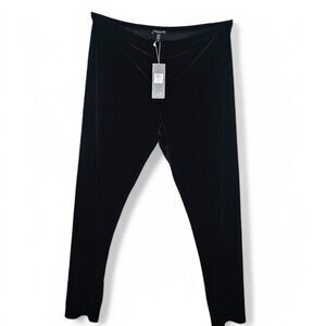 Eileen Fisher Black Stretch Velvet Knit Ankle Length Leggings Slim Fit‎ Sz 1X